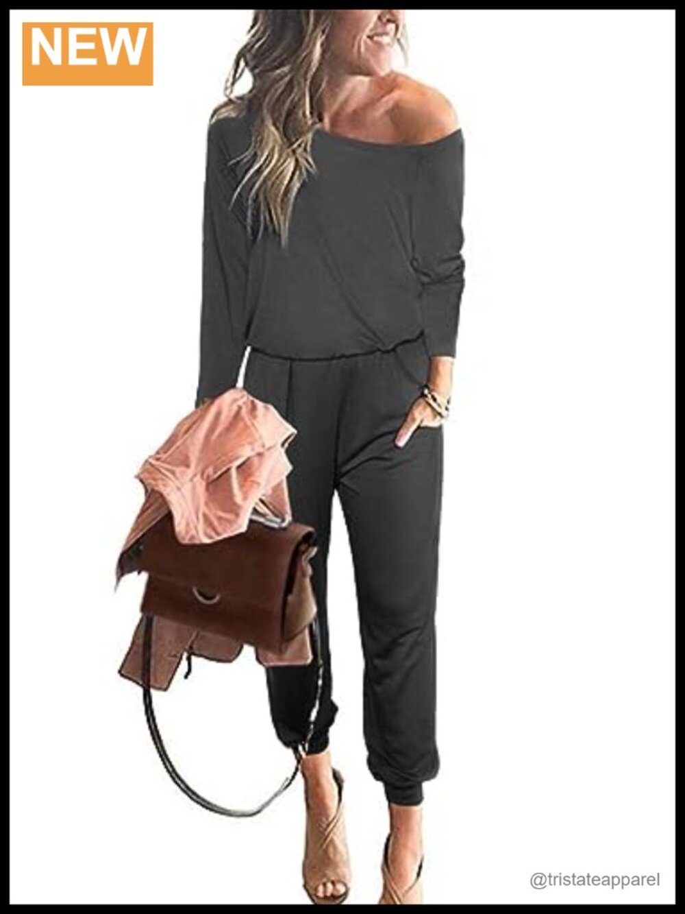 Women's Casual Long Sleeve Off Shoulder Jumpsuit Romper One Piece Travel Outfit